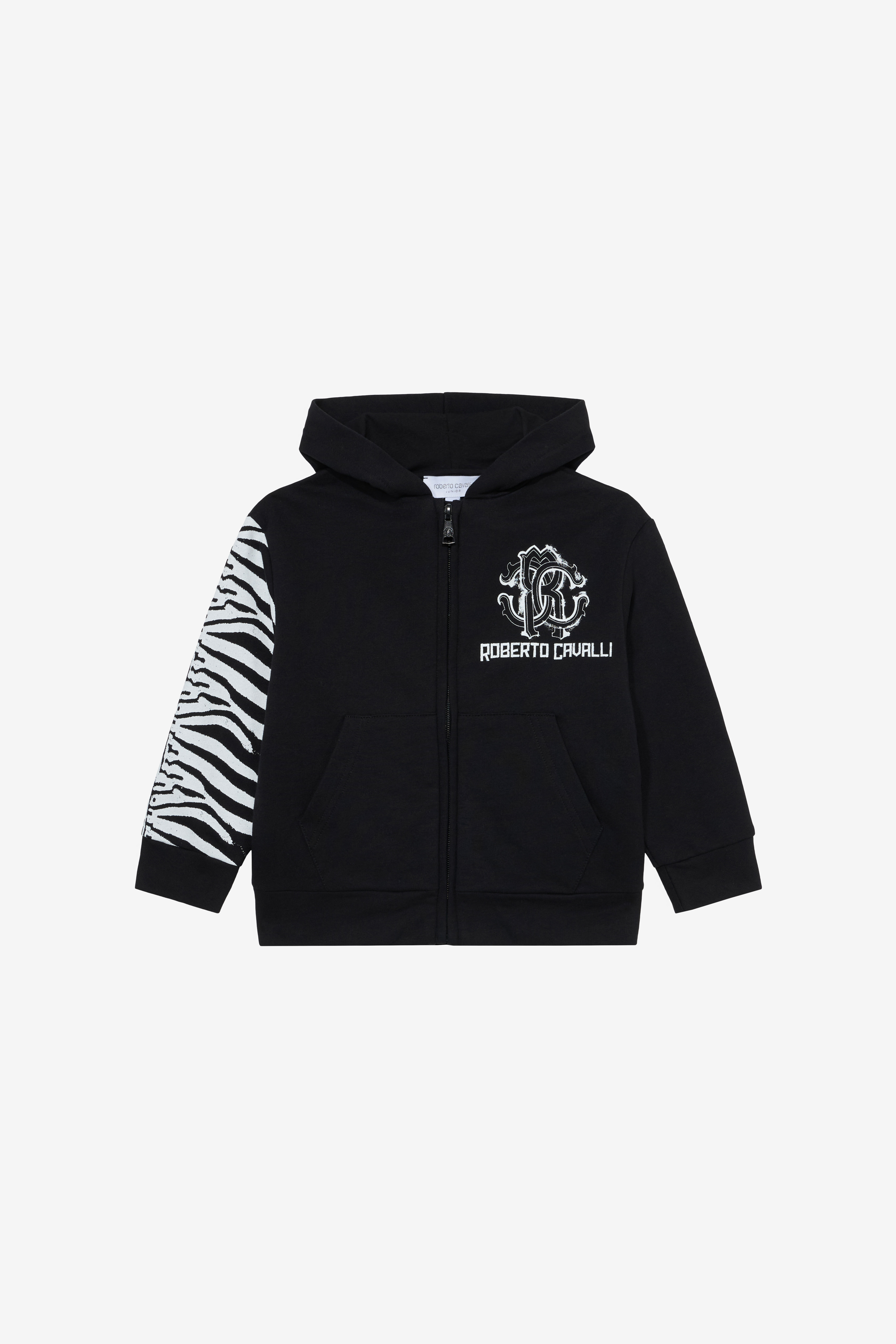 JU Black Sweatshirt With Zebra Print And Monogram RC BLACK UJT68B-CF050