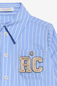 JU Camisa de rayas con parche WHITE/LIGHT BLUE XJT70P-FN009