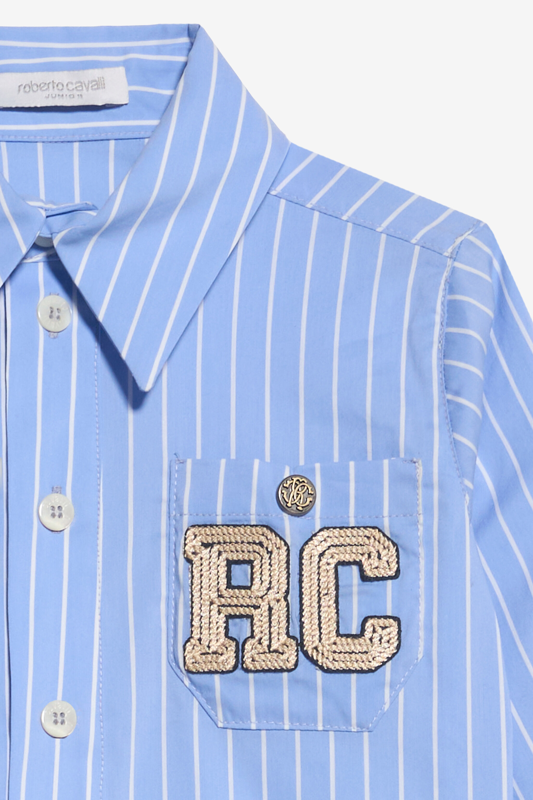 JU Camisa de rayas con parche JU Camisa de rayas con parche WHITE/LIGHT BLUE XJT70P-FN009