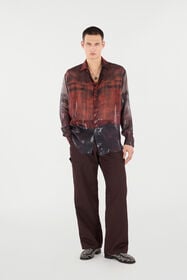 RC Camicia In Misto Seta Effetto Maltinto Nero/Rosso VNT725-HXP69