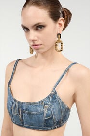 RC Bralette In Denim Patchwork Capsule Collection Blu UWJ650-DS001
