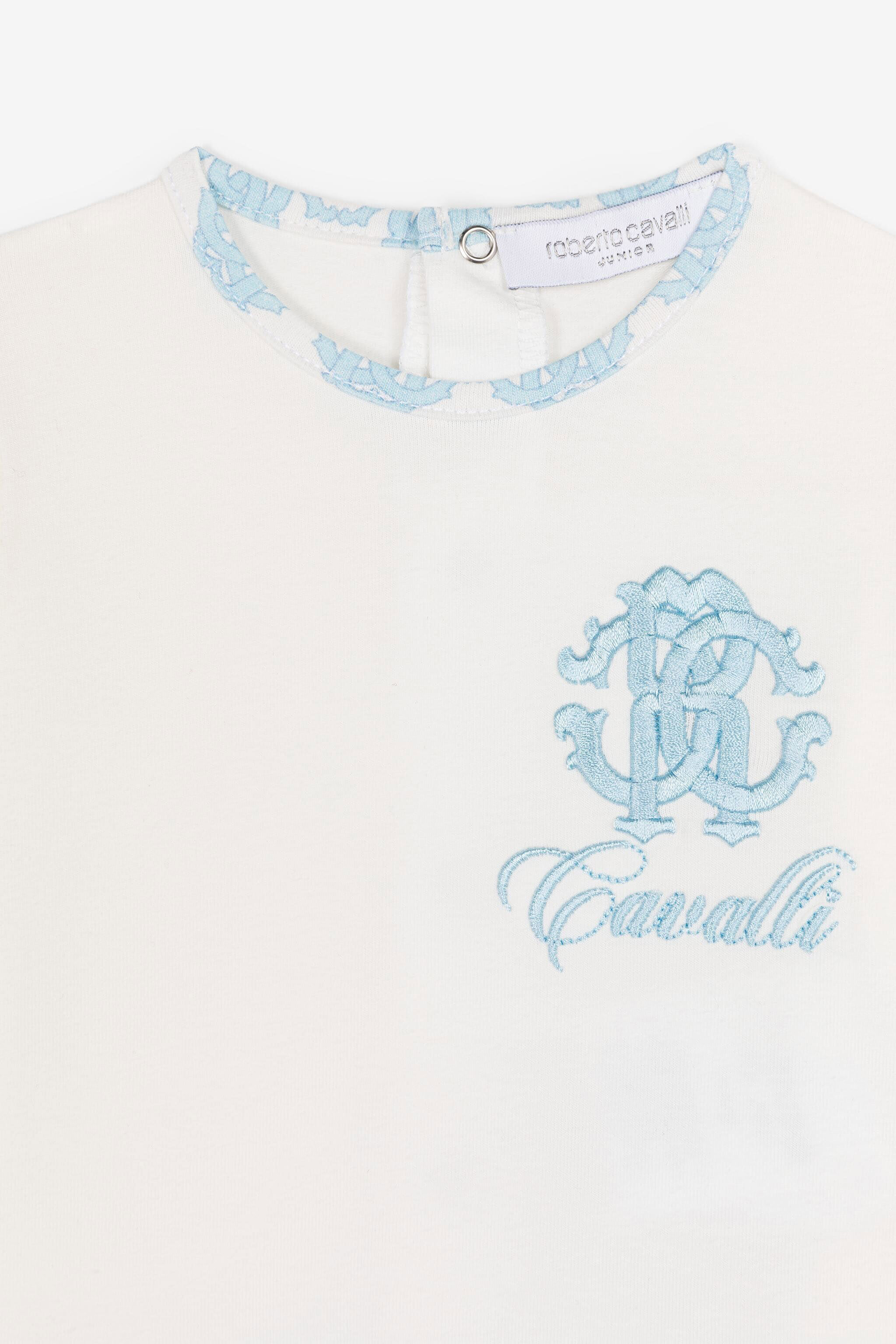 JU Monogram cotton babygrow set JU Monogram cotton babygrow set Baby blue QJT894-JV025