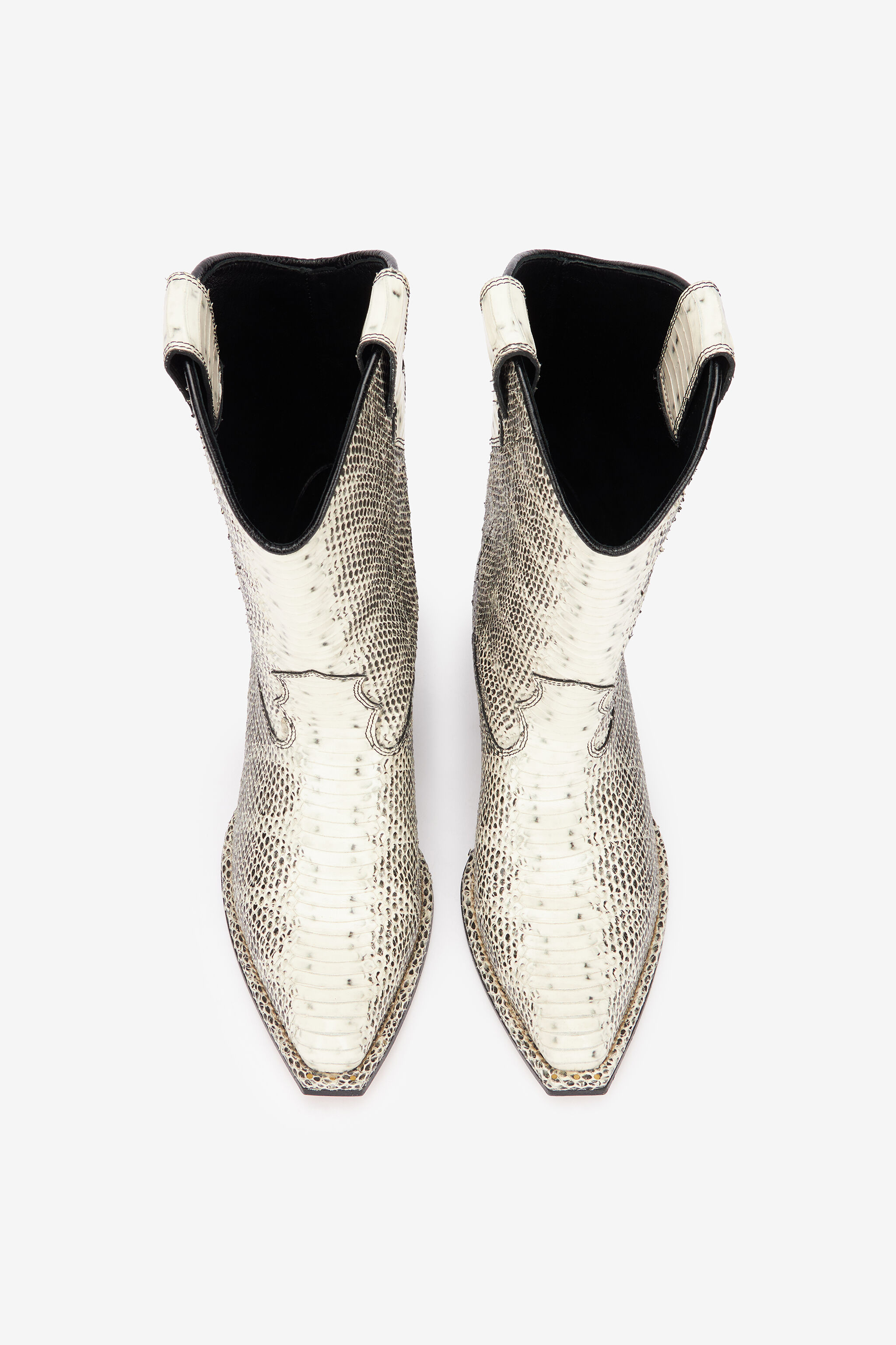 RC Printed Leather Texan Boots RC Printed Leather Texan Boots Black/White UKS021-PZ587