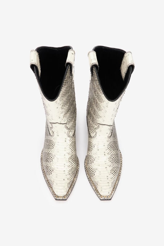 RC Printed Leather Texan Boots RC Printed Leather Texan Boots Black/White UKS021-PZ587