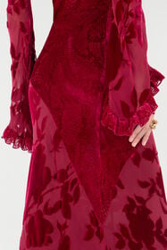 RC Jupe Longue Avec Motif Roses Et Python Rouge UKT301-VNN56