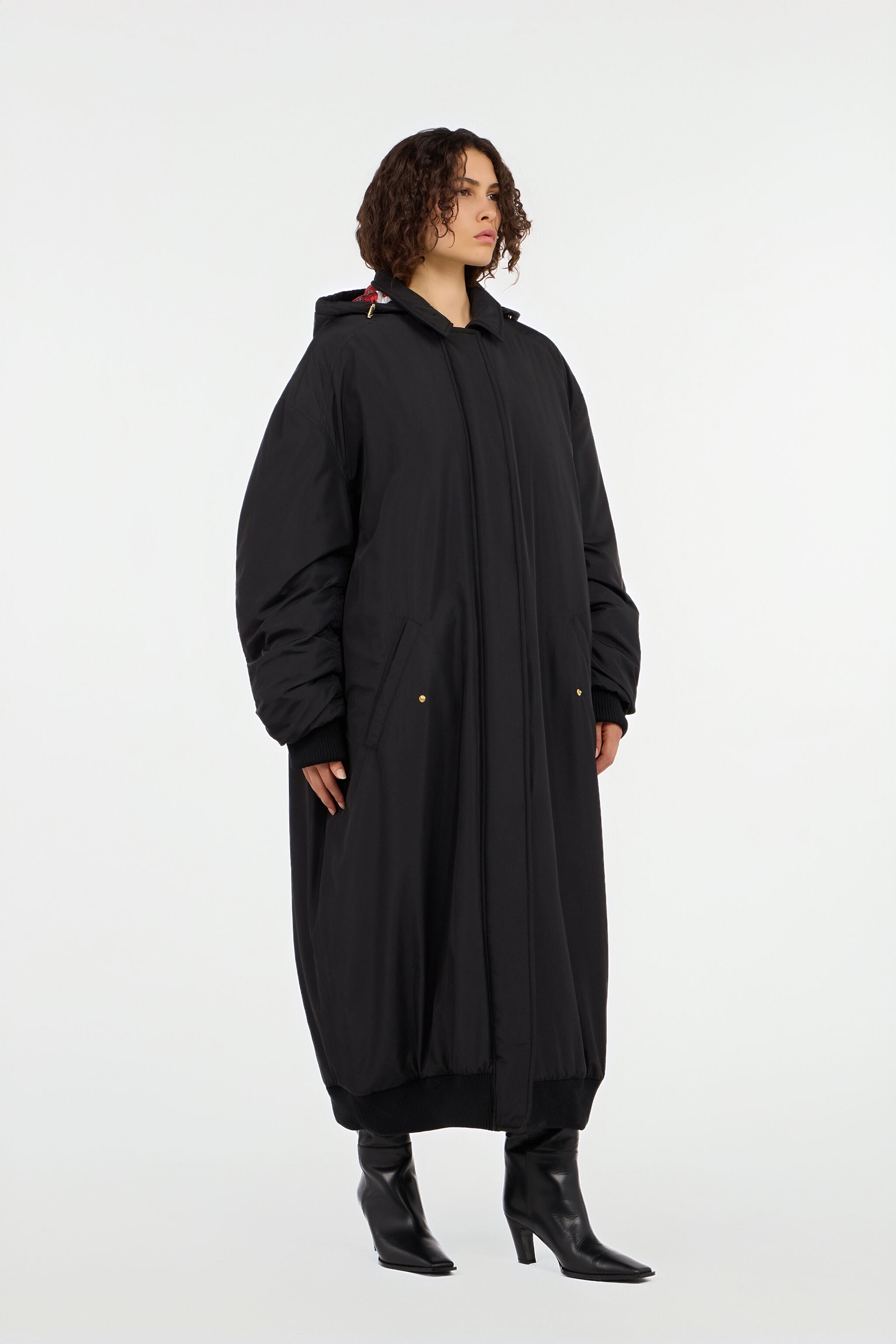 RC Long black down jacket with hood RC Long black down jacket with hood NERO 191101 VQT810-SB001