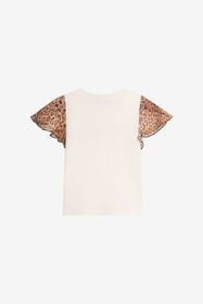 JU T-shirt With Leopard Print Silk Sleeves MILKY WHITE VJT62D-JD001