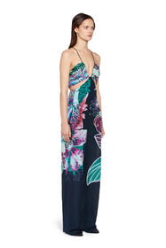 RC Exotic Flora print silk jumpsuit Dark blue HQT115-SQM04