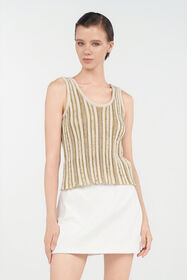 RC Top in Maglia Lurex a Righe IVORY/GOLD WKM601-MO010