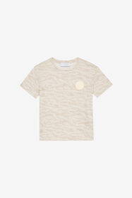 JU T-Shirt With Tiger Skin Print And Patch Ivory UJT60K-JFO44