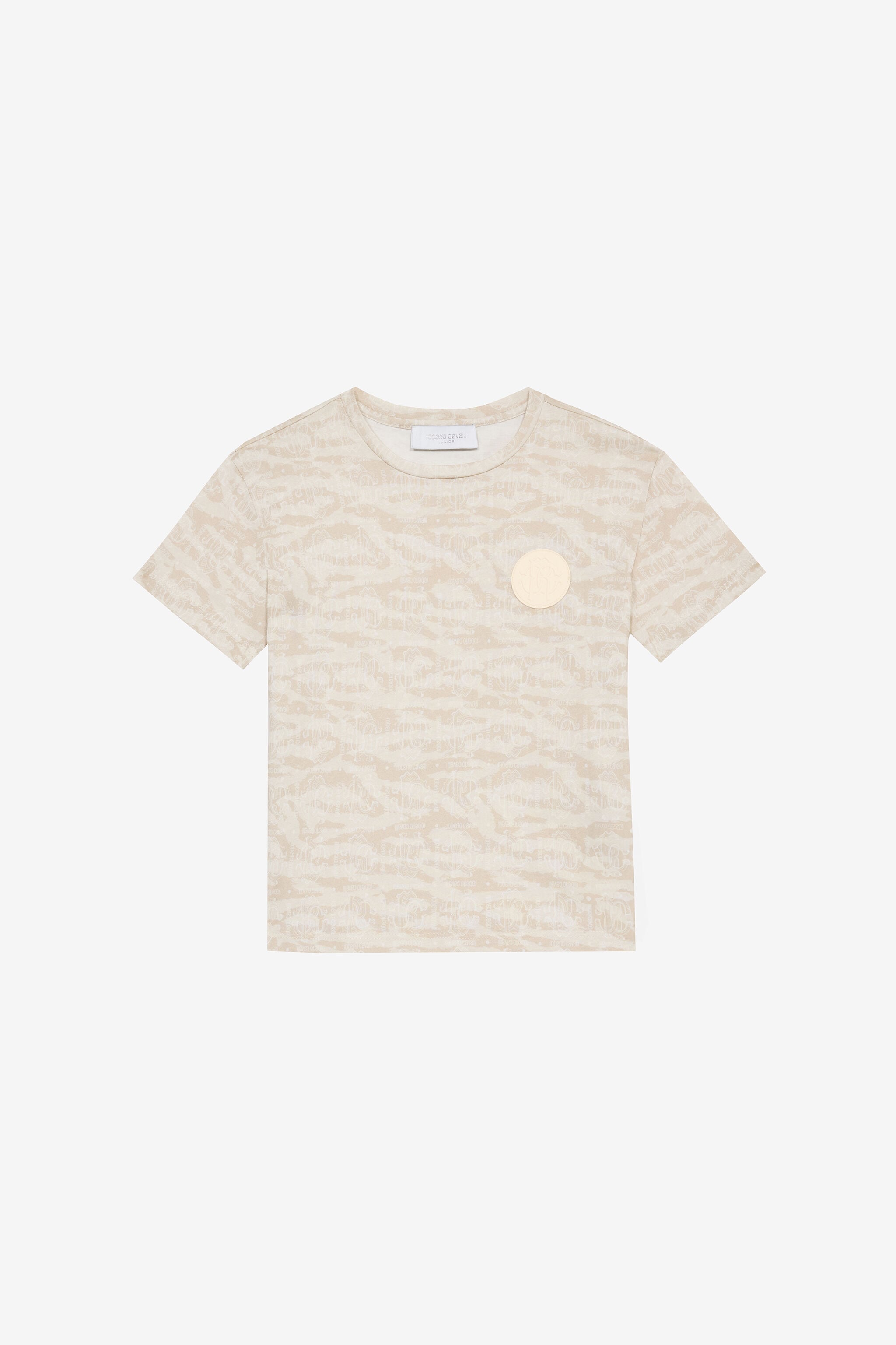 JU Camiseta Con Estampado Piel De Tigre Y Parche JU Camiseta Con Estampado Piel De Tigre Y Parche Marfil UJT60K-JFO44