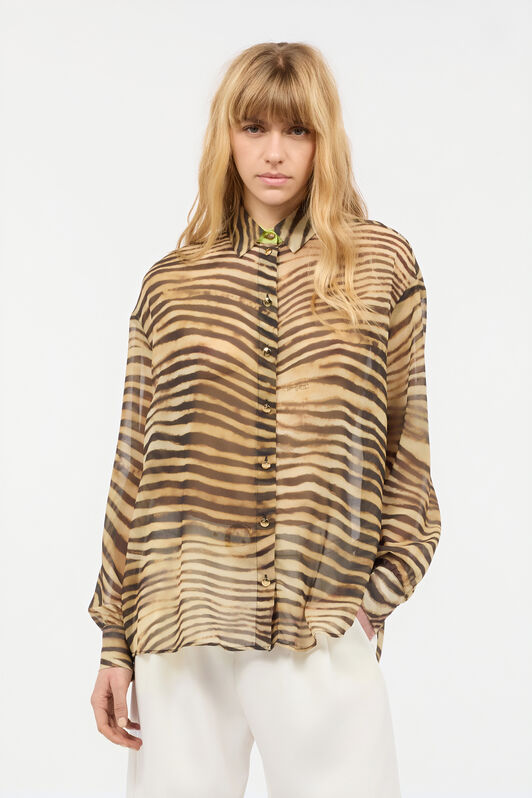 JC Shirt With Tiger Skin Print Light Brown UFT148-UF214
