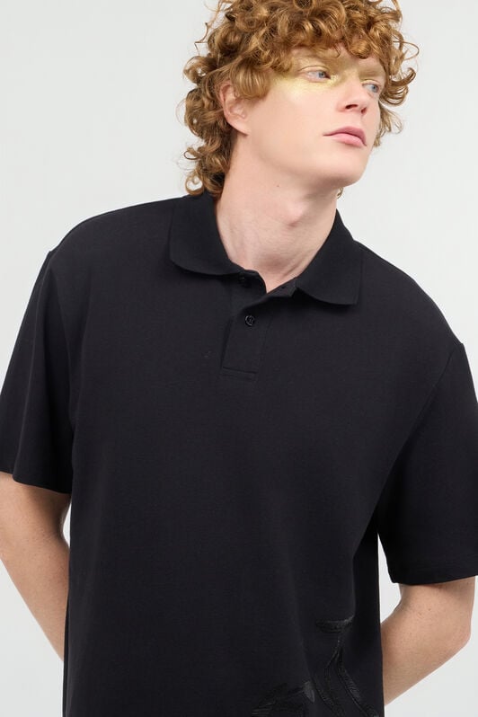 JC Polo Shirt With Monogram And Lettering JC Polo Shirt With Monogram And Lettering Black UFT021-UF041