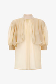 RC Semi-sheer high-neck blouse Ivory QWT701-CC001