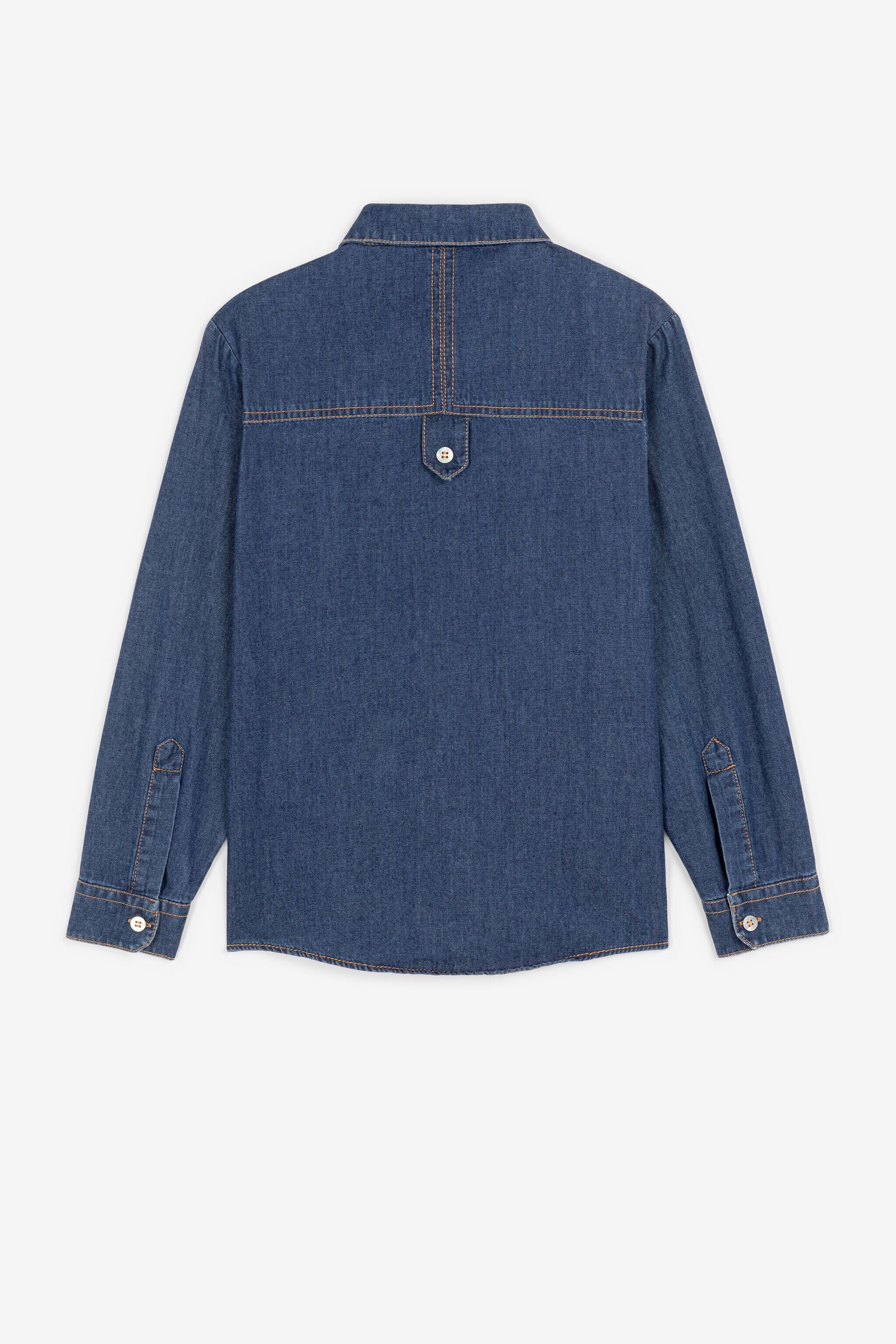 JU RC Monogram Crest-Appliqué Denim Shirt JU RC Monogram Crest-Appliqué Denim Shirt Dark blue PJJ700-DS015