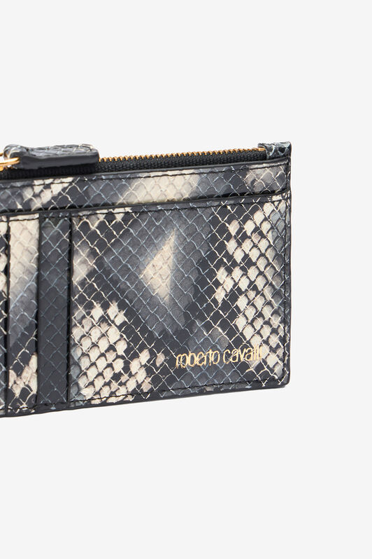 RC Printed leather cardholder with zip Black/White TKA005-PZ02S
