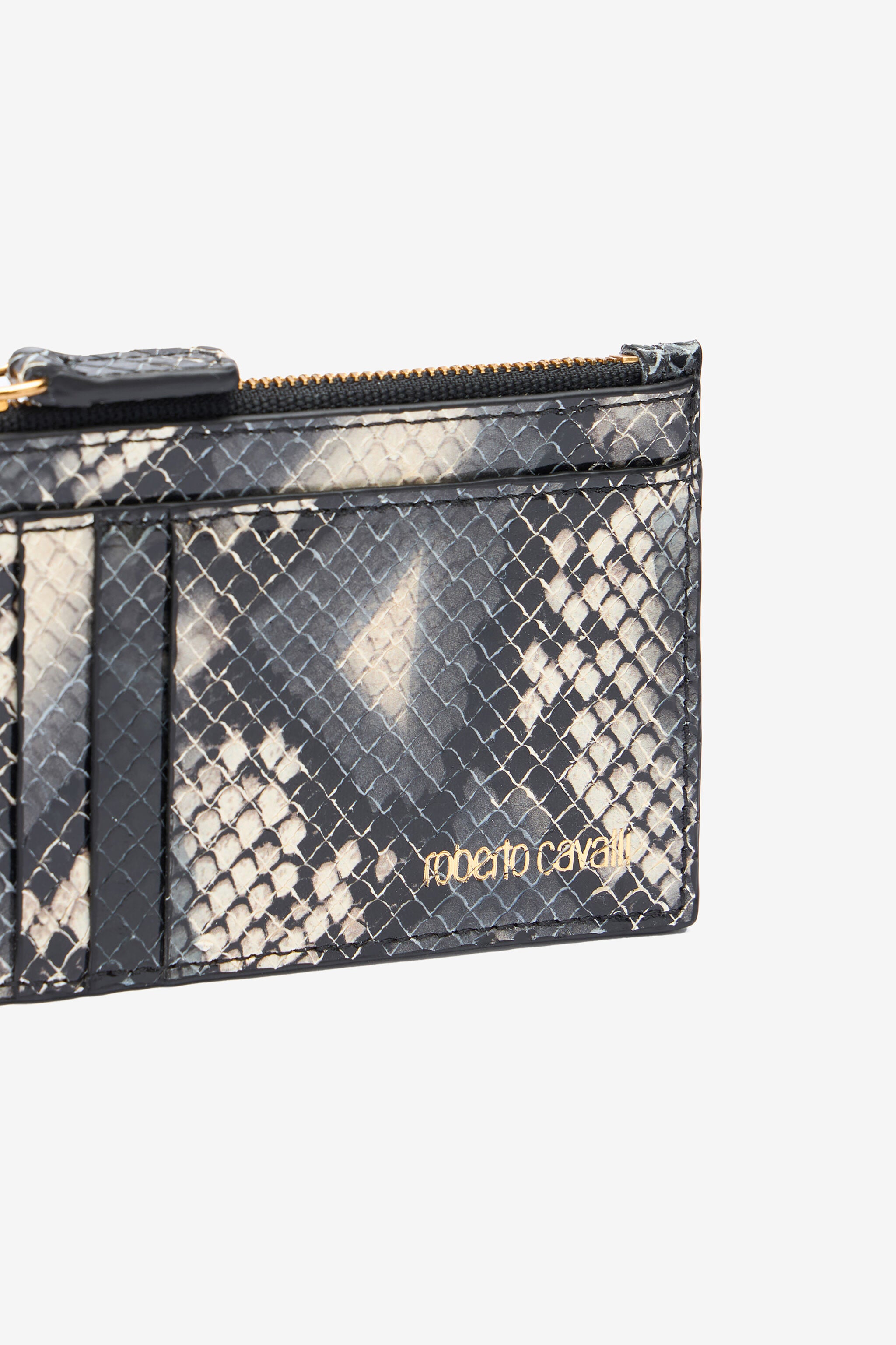 RC Printed leather cardholder with zip Black/White TKA005-PZ02S