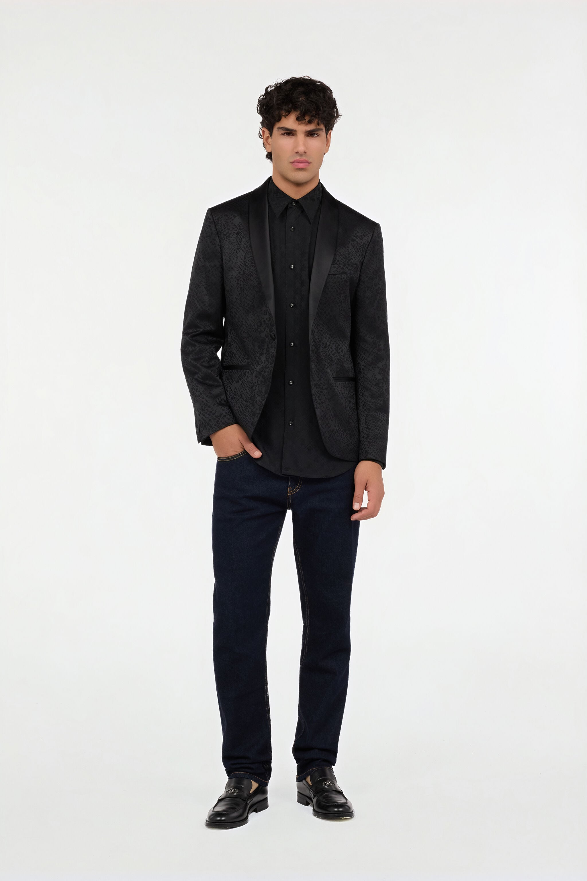 RC Black Jacket with Python Pattern RC Black Jacket with Python Pattern BLACK QOT40H-DJ005