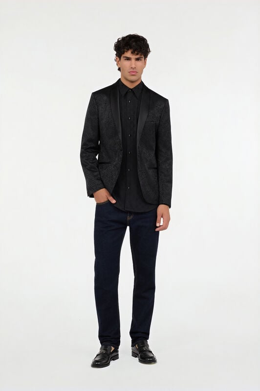 RC Black Jacket with Python Pattern RC Black Jacket with Python Pattern BLACK QOT40H-DJ005