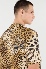 RC Cotton T-Shirt With Leopard Print Light brown VRT62B-3PH91
