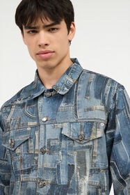RC Patchwork-Jeansjacke der Capsule Collection Blau UMJ416-VT001