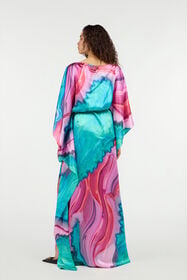 RC Long dress in multicolor marbled silk VERDE/ROSA VWT180-TYR79