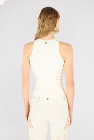 RC Tank Top with Perforated Zebra Pattern Ivory UKT613-MA001