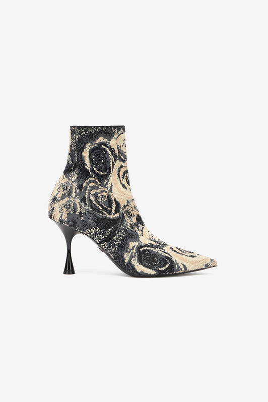 RC Ankle Boots With Rose Inlay RC Ankle Boots With Rose Inlay Black/White UKS004-PQP01