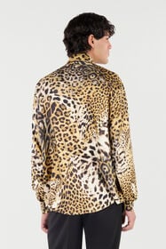 RC Silk Shirt With Animal Prints Light brown VRT710-OZG34