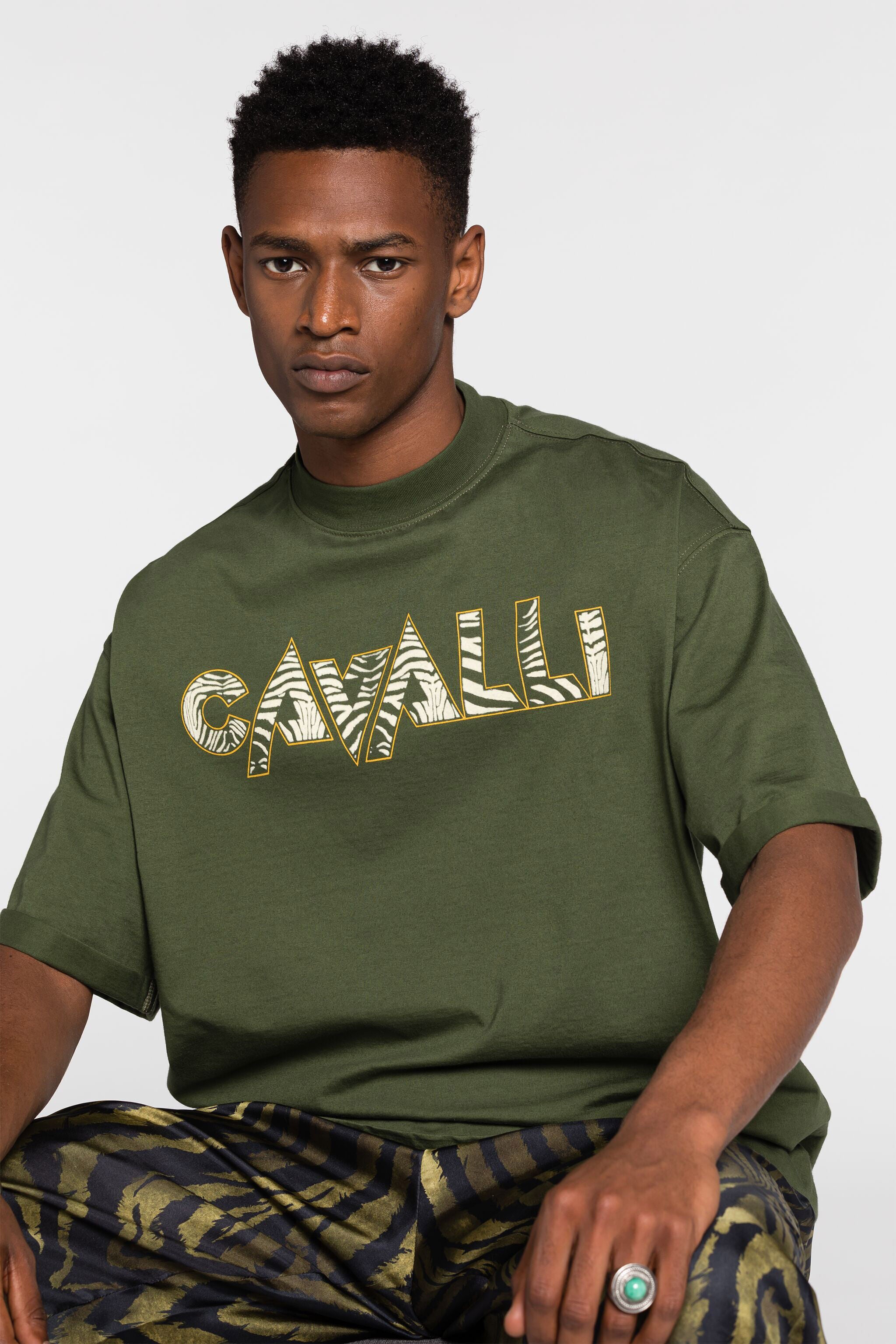 RC Logo-Print Cotton T-Shirt Green RRT62O-JD060