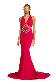 RC Bead-Embellished Maxi Dress Red MCR114-RJ035