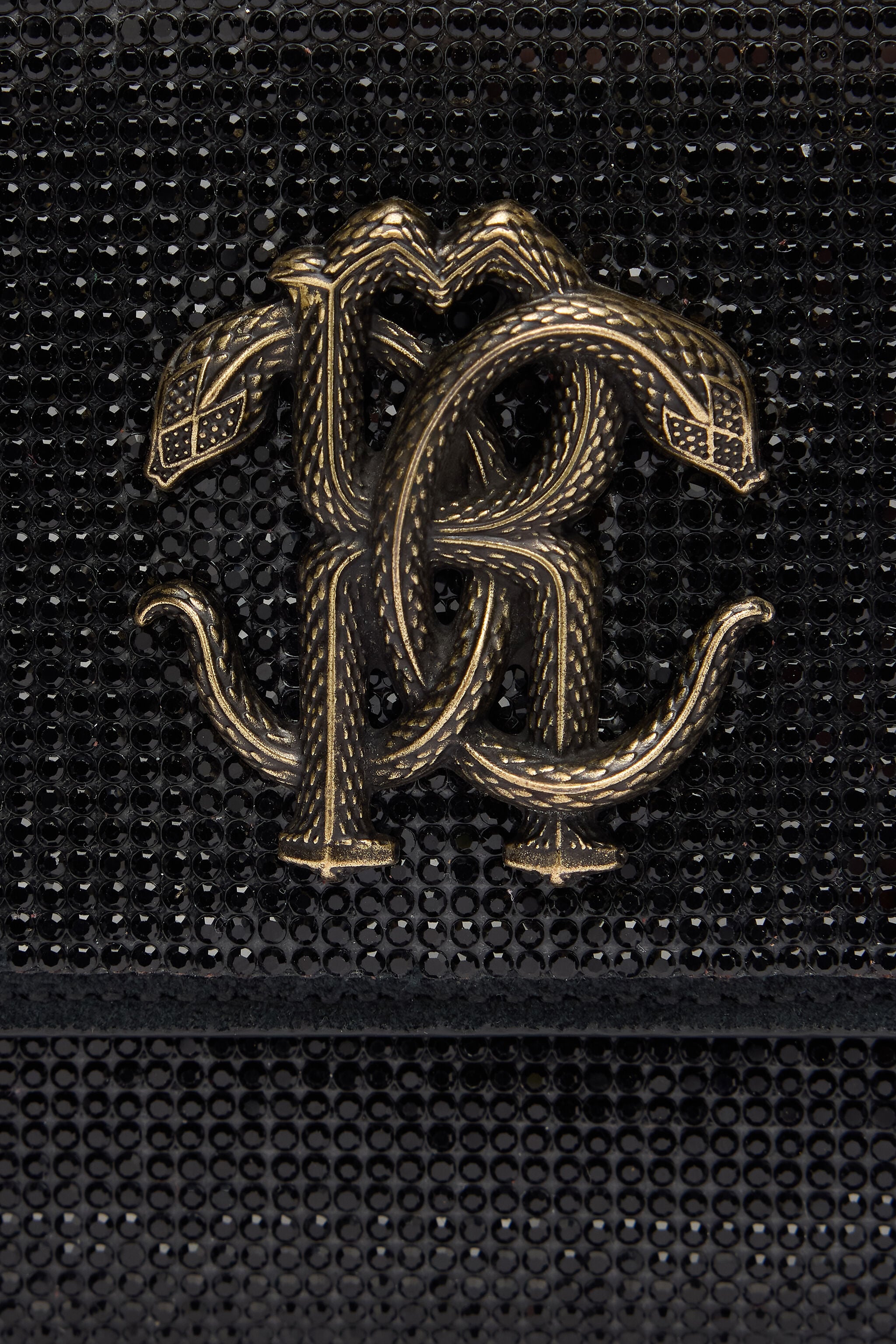 RC Pochette Nera Impreziosita da Cristalli con Mirror Snake Monogram RC Pochette Nera Impreziosita da Cristalli con Mirror Snake Monogram Nero POB00D-PZO09