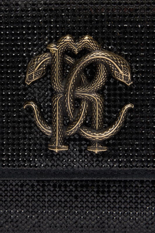 RC Pochette Nera Impreziosita da Cristalli con Mirror Snake Monogram RC Pochette Nera Impreziosita da Cristalli con Mirror Snake Monogram Nero POB00D-PZO09