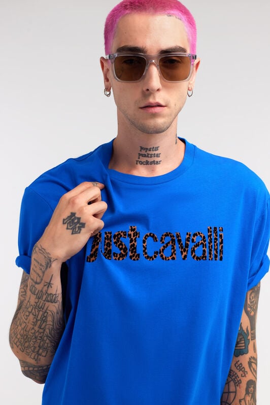 JC Just Cavalli Logo T-Shirt JC Just Cavalli Logo T-Shirt Blau RRT925-RR187