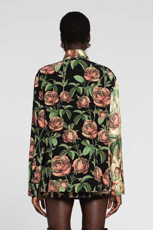 RC Rose-Print Silk Shirt AVORIO/ROSA ANT. PWT704-4QF35