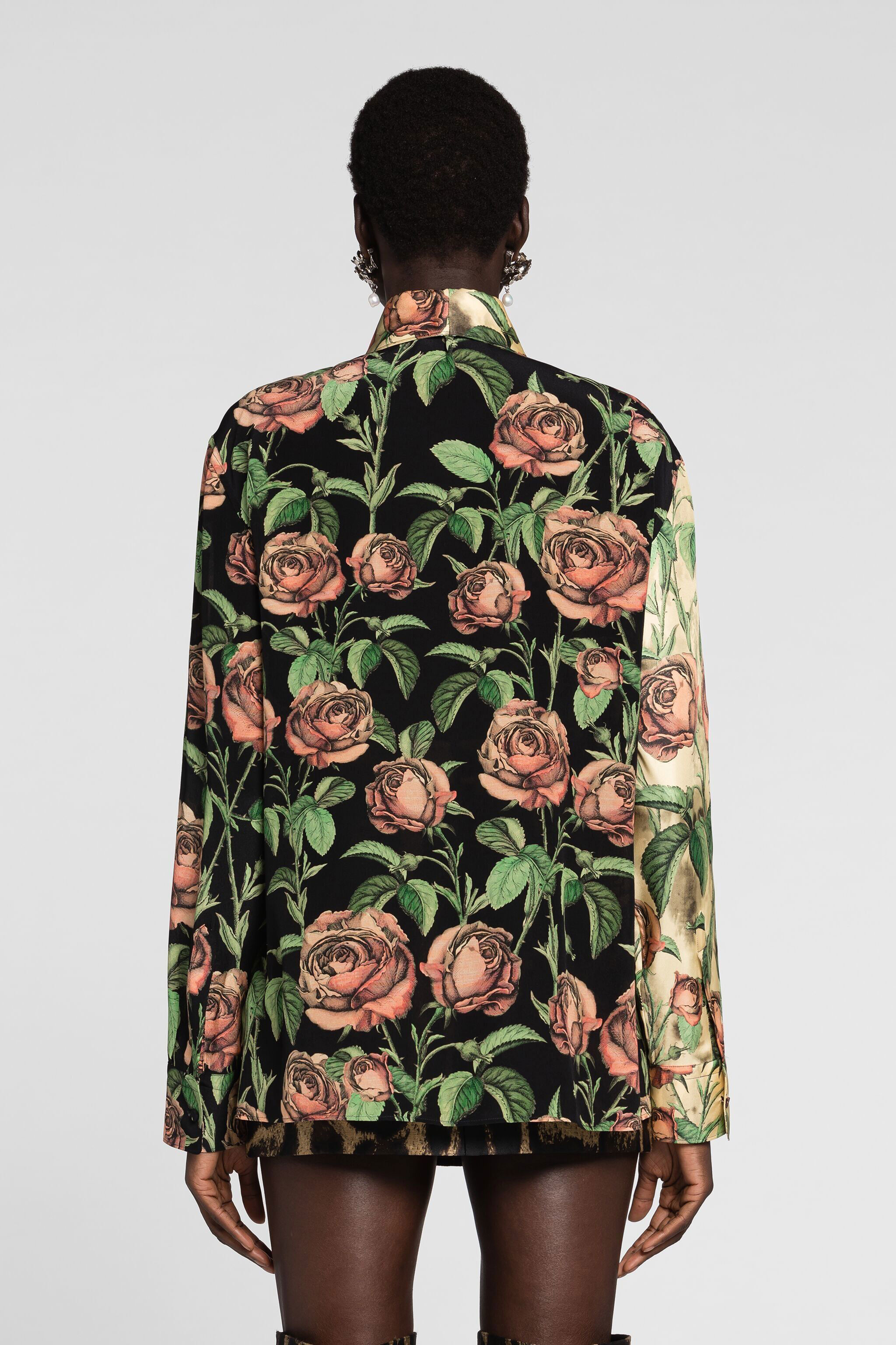 RC Rose-Print Silk Shirt AVORIO/ROSA ANT. PWT704-4QF35