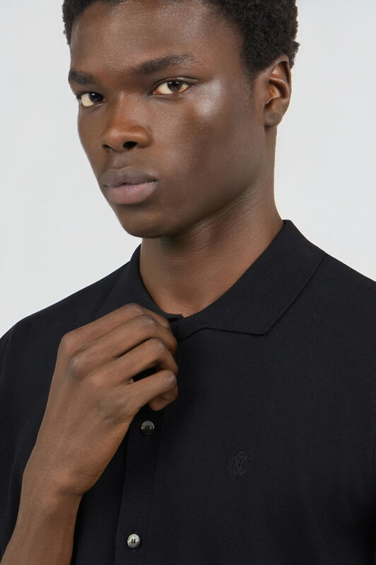 RC Black Knitted Polo Shirt with Monogram RC BLACK SOT71D-VI044