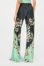 RC Pantalones De Seda Con Estampado Kimono GREEN/BLACK XQT201-RYT25