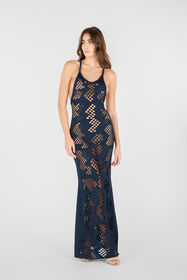 RC Gehäkeltes langes Kleid Dunkelblau UWM102-MH014