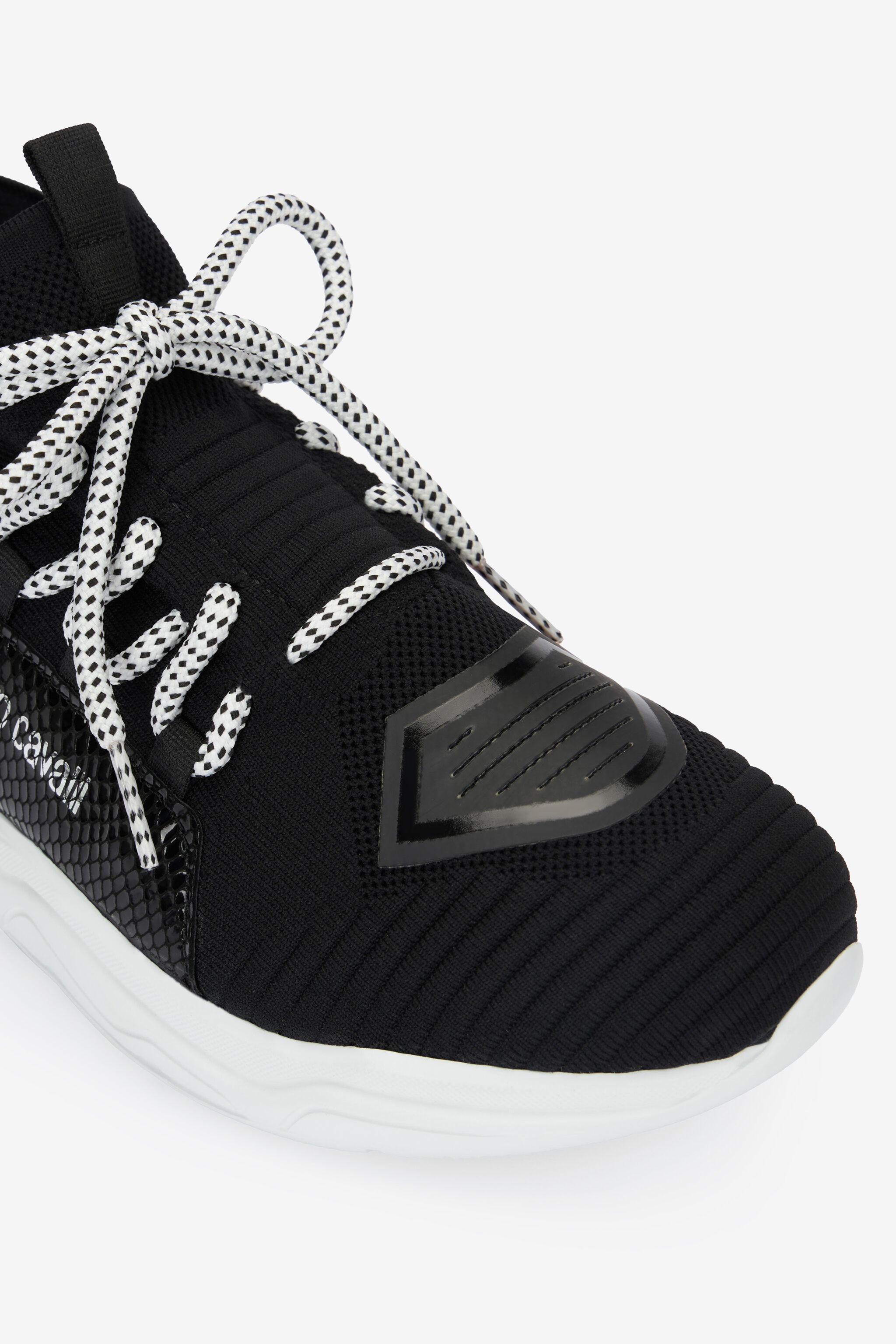 Sneakers with snake-effect inserts in Black for Women | Roberto