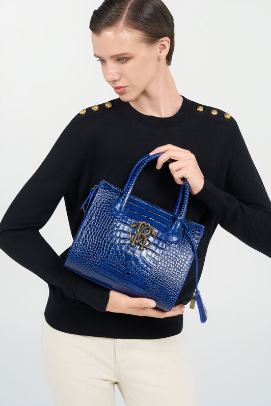 RC Bolso de Mano Azul Efecto Cocodrilo BLUETTE QOB00D-PZO32
