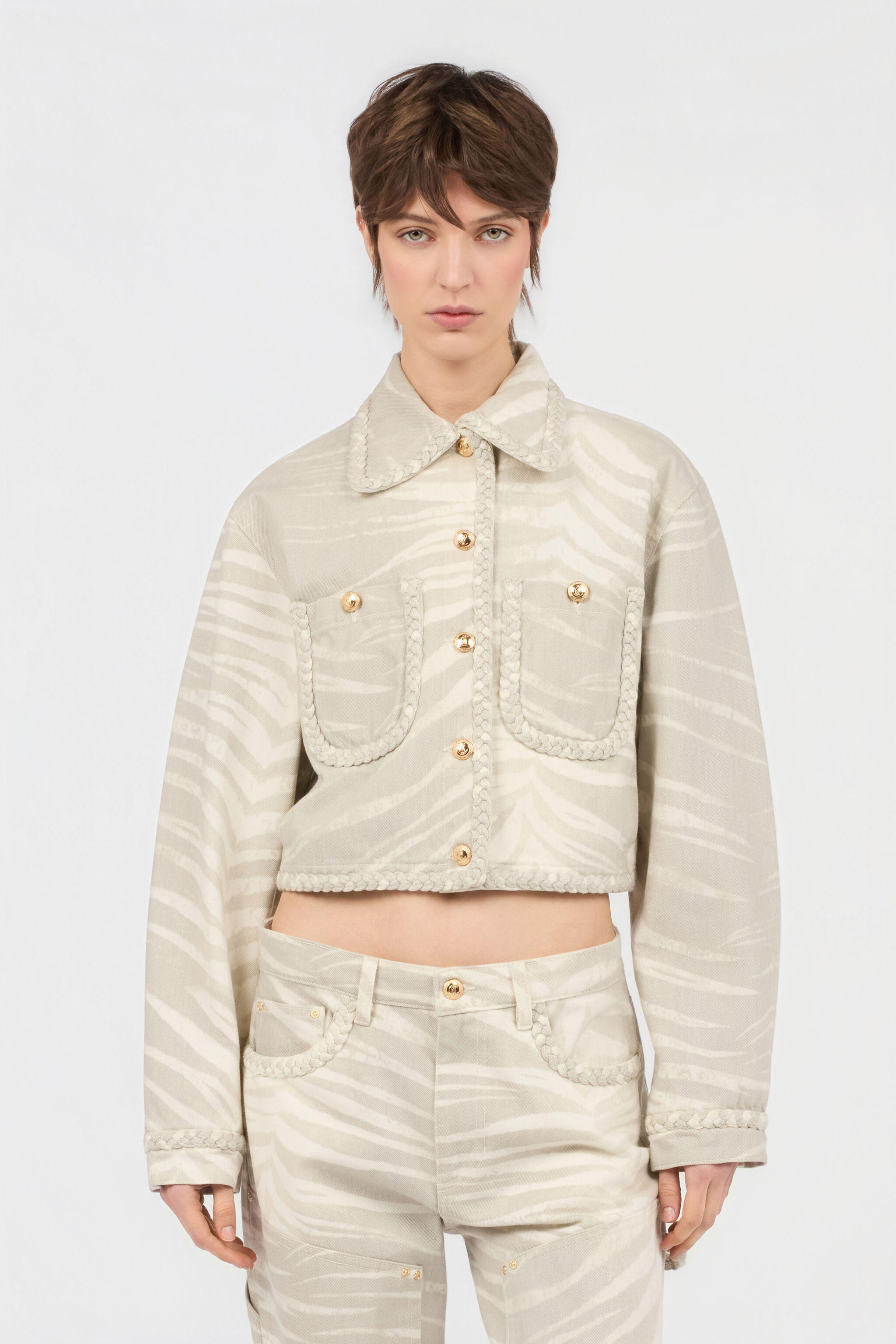 JC Natural Barb Print Jacket JC Natural Barb Print Jacket OFF WHITE WFT347-WF745