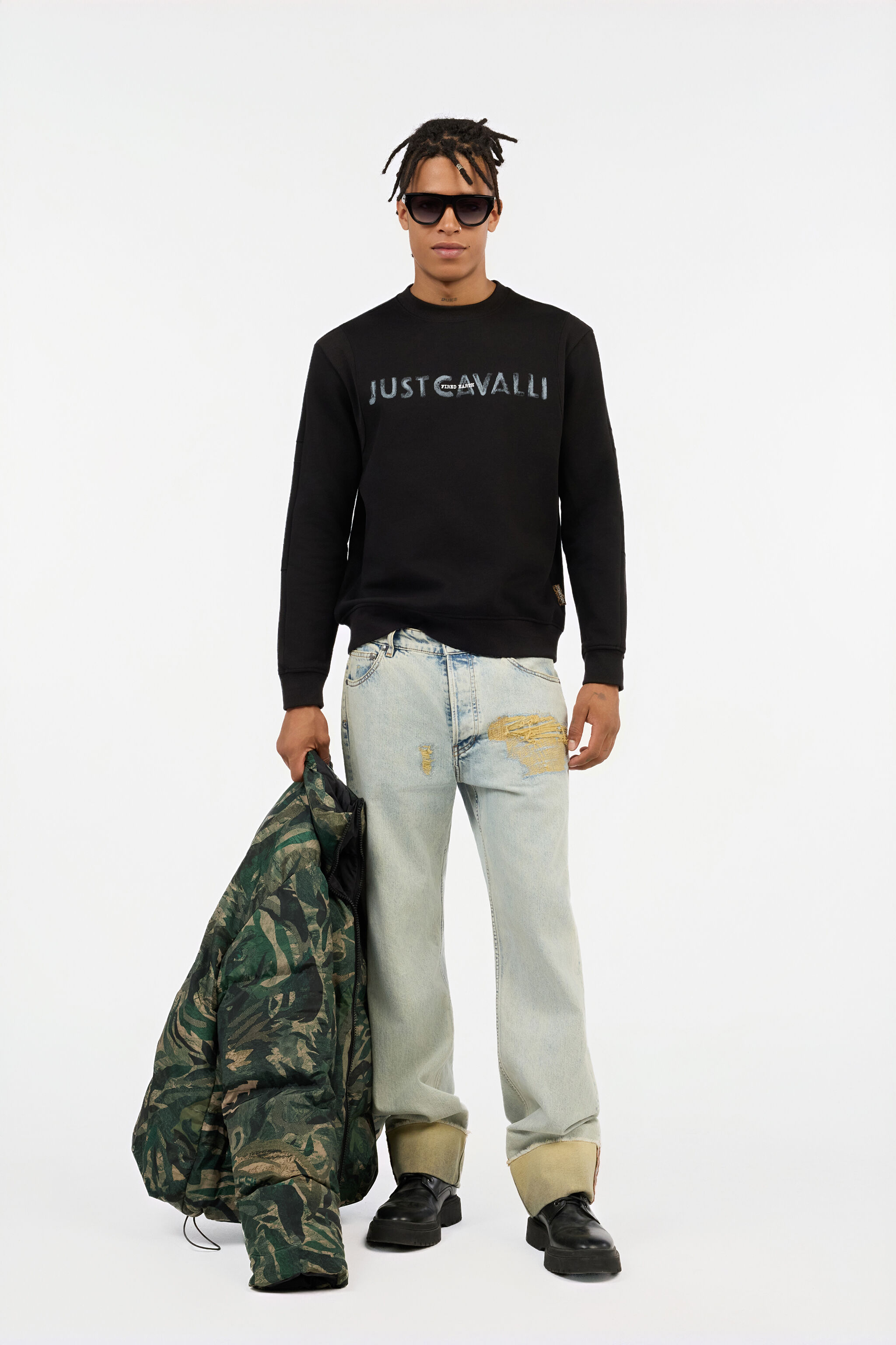 Black Just Cavalli Logo Sweatshirt in BLACK for Men | Roberto Cavalli®