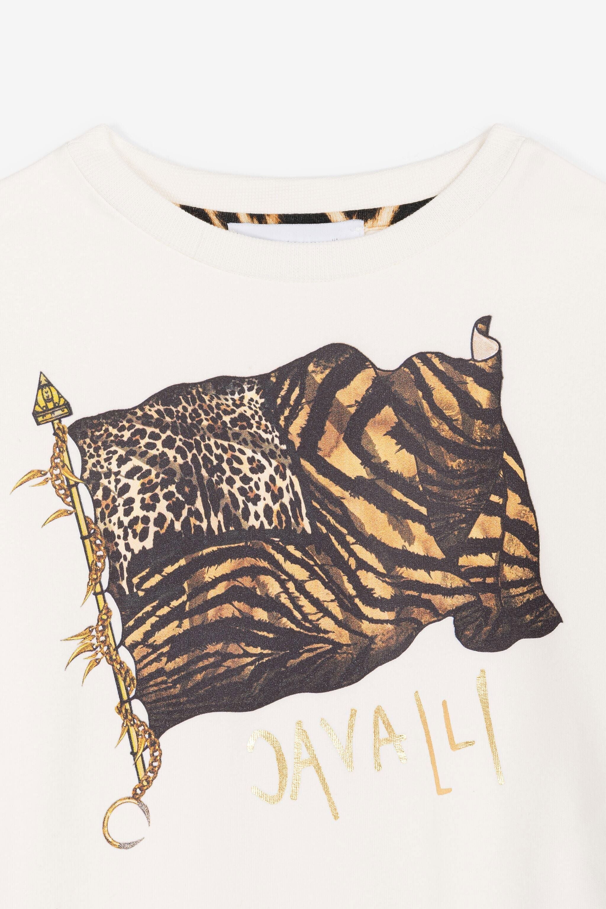 JU Animalier Patchwork-Print Logo Sweatshirt JU Animalier Patchwork-Print Logo Sweatshirt White OJT958-ISA2J