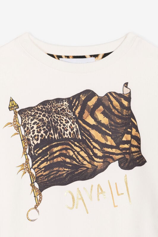 JU Animalier Patchwork-Print Logo Sweatshirt JU Animalier Patchwork-Print Logo Sweatshirt White OJT958-ISA2J
