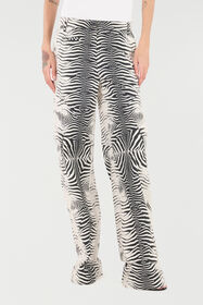 RC Stretch Cotton Pants With White Tigress Print Black/White UKT211-3AN49