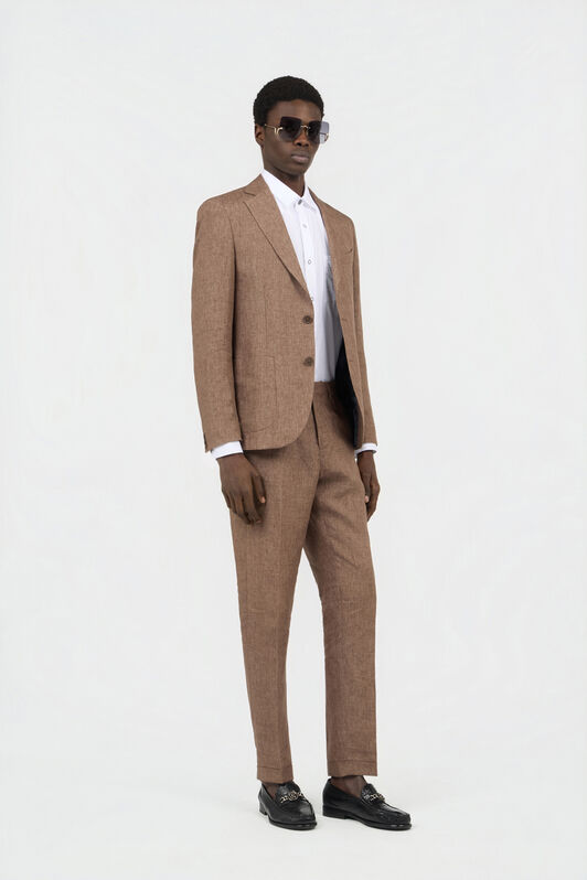 RC Brown Tailored Linen Suit BROWN QOT40P-1NO01