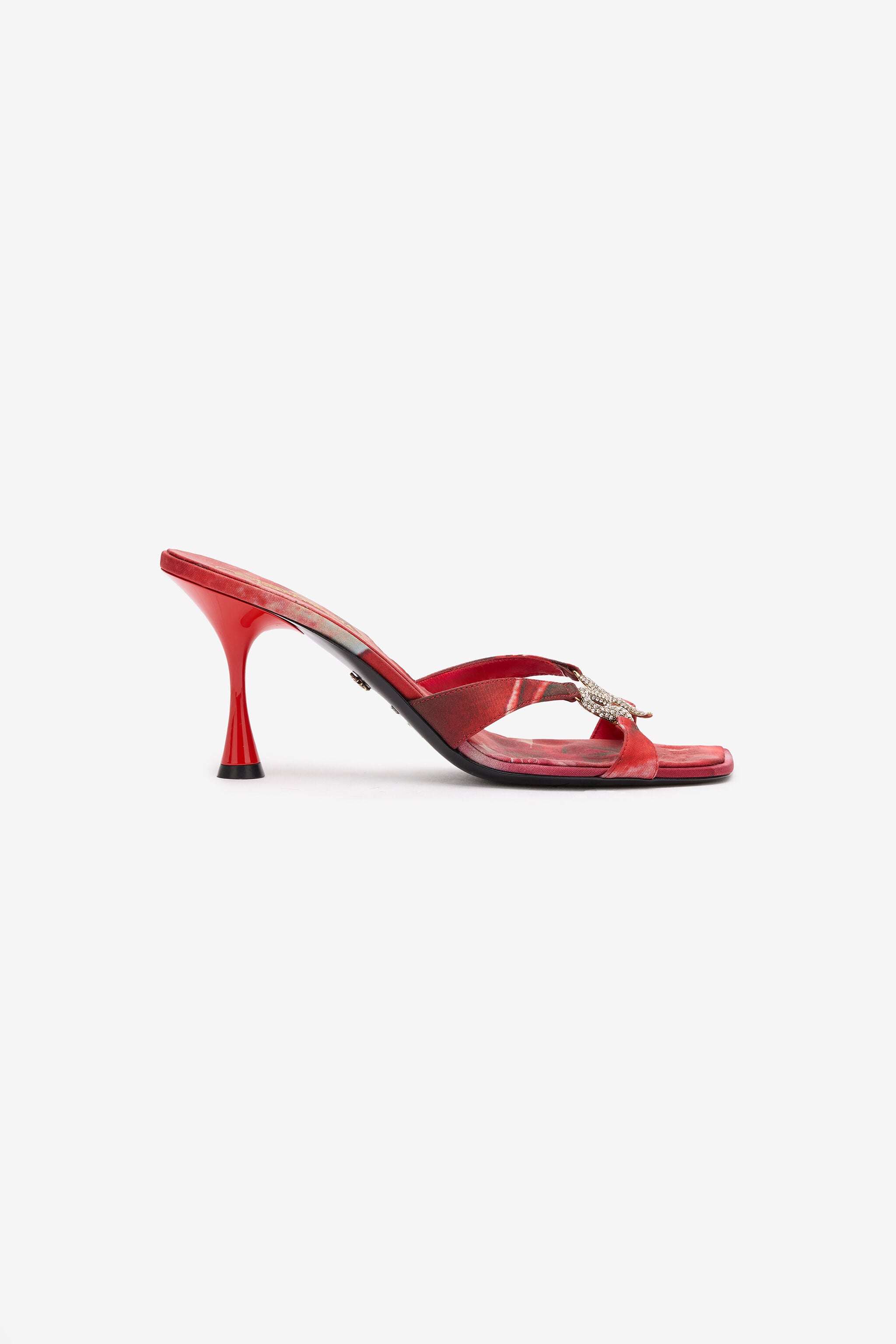 RC Sandals With Rose Print And Bejeweled Snake RC Sandals With Rose Print And Bejeweled Snake Red UKS013-FLS01