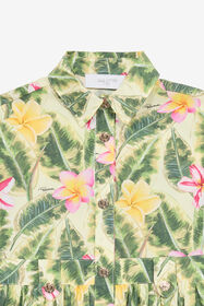 JU Robe À Imprimé Feuilles Et Fleurs Vert clair UJT10F-7MO38