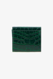 RC Green Croc-Embossed Leather Card Case Dark green TKA004-PZ975
